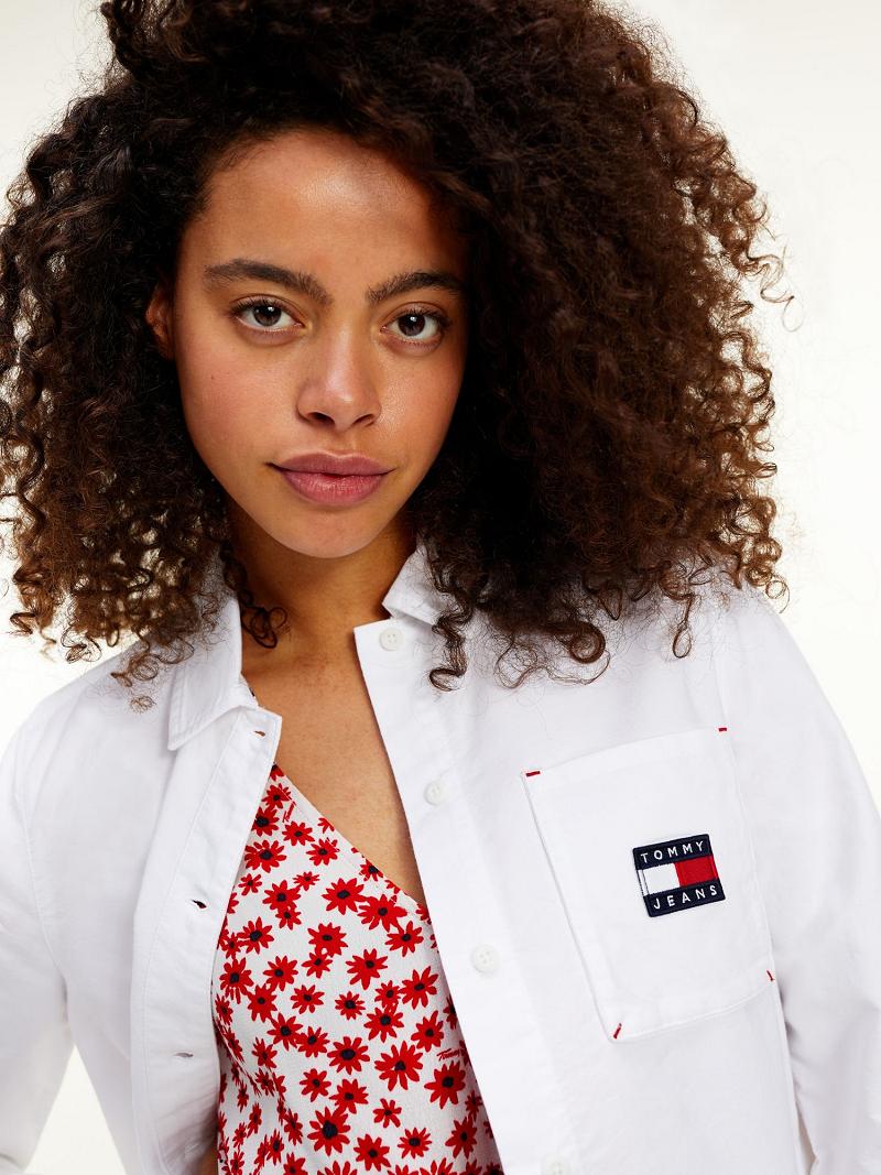 Női Tommy Hilfiger Organic Pamut Tommy Badge Ingek Fehér | HU 290OKI